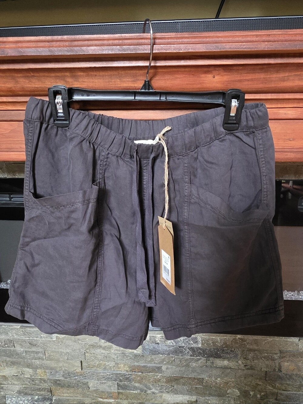 NWT Faherty Topanga Drape Shorts Organic Cotton Washed Black Size M